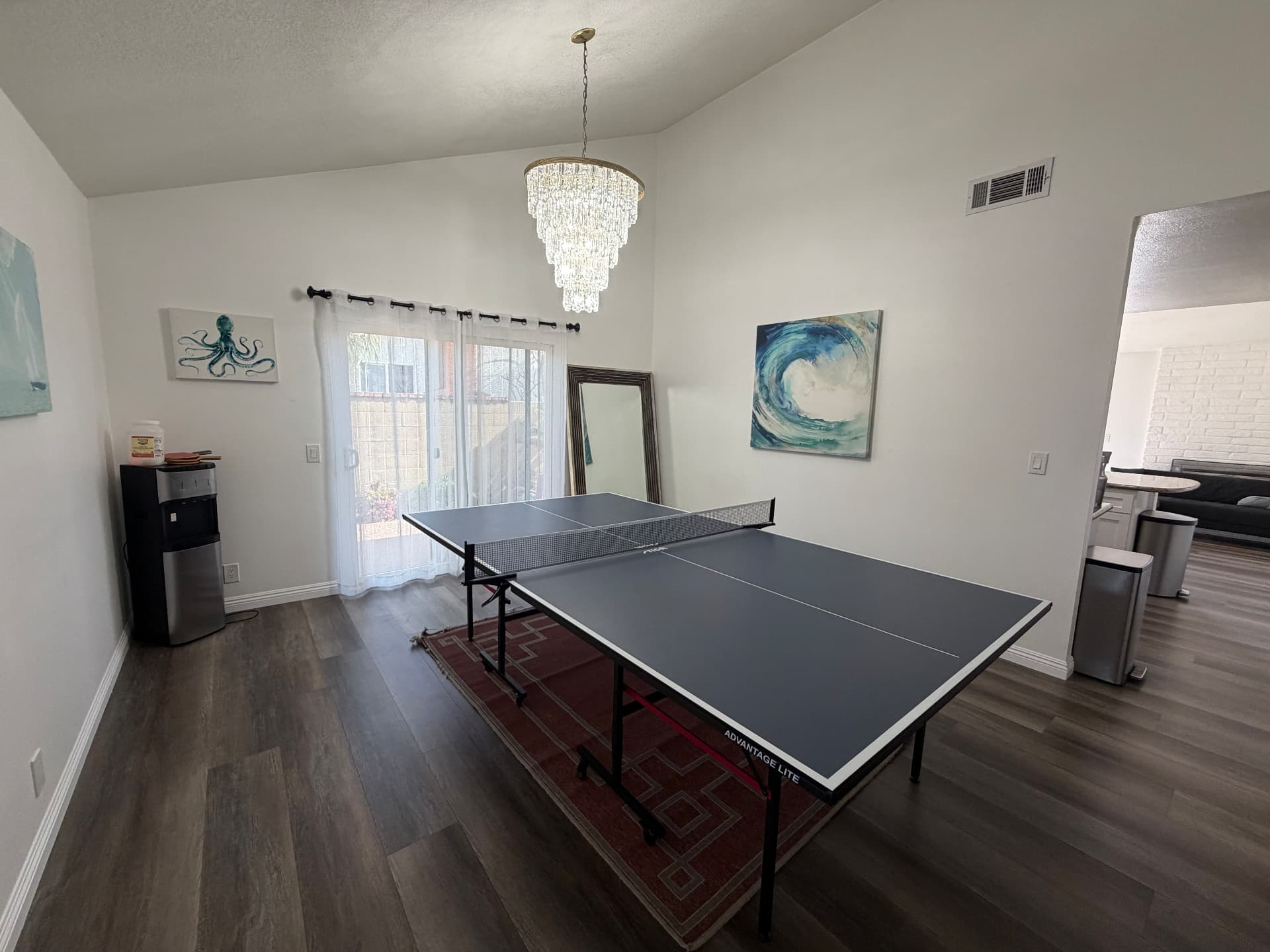 Ping pong table in the game room of the recovery home